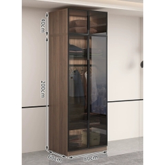 Tủ Quần Áo Cánh Kính Cường Lực Khung Nhôm Sâu 60cm LẮP ĐẶT TẬN NHÀ Yapi-234