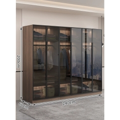 Tủ Quần Áo Cánh Kính Cường Lực Khung Nhôm Sâu 60cm LẮP ĐẶT TẬN NHÀ Yapi-234