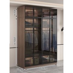 Tủ Quần Áo Cánh Kính Cường Lực Khung Nhôm Sâu 60cm LẮP ĐẶT TẬN NHÀ Yapi-234
