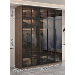 Tủ Quần Áo Cánh Kính Cường Lực Khung Nhôm Sâu 60cm LẮP ĐẶT TẬN NHÀ Yapi-234