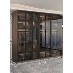 Tủ Quần Áo Cánh Kính Cường Lực Khung Nhôm Sâu 60cm LẮP ĐẶT TẬN NHÀ Yapi-234