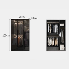Tủ Áo Cánh Kính Có LED Sâu 60cm Kèm Ngăn Kéo LẮP ĐẶT TẬN NHÀ Yapi-235 - nhiều kích thước