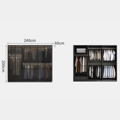 Tủ Áo Cánh Kính Có LED Sâu 60cm Kèm Ngăn Kéo LẮP ĐẶT TẬN NHÀ Yapi-235 - nhiều kích thước