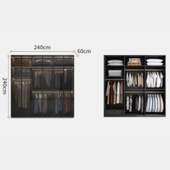 Tủ Áo Cánh Kính Có LED Sâu 60cm Kèm Ngăn Kéo LẮP ĐẶT TẬN NHÀ Yapi-235 - nhiều kích thước