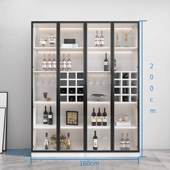 Tủ Rượu Cánh Kính Sang Trọng Trưng Bày Phòng Khách Có LED Kích thước 80x40x200cm Yapi-TK005