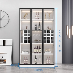 Tủ Rượu Cánh Kính Sang Trọng Trưng Bày Phòng Khách Có LED Kích thước 80x40x200cm Yapi-TK005