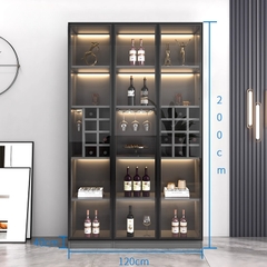 Tủ Rượu Cánh Kính Sang Trọng Trưng Bày Phòng Khách Có LED Kích thước 80x40x200cm Yapi-TK005