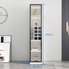 Tủ Rượu Cánh Kính Sang Trọng Trưng Bày Phòng Khách Có LED Kích thước 80x40x200cm Yapi-TK005