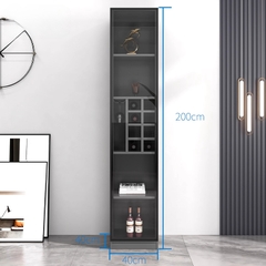 Tủ Rượu Cánh Kính Sang Trọng Trưng Bày Phòng Khách Có LED Kích thước 80x40x200cm Yapi-TK005