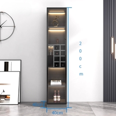 Tủ Rượu Cánh Kính Sang Trọng Trưng Bày Phòng Khách Có LED Kích thước 80x40x200cm Yapi-TK005