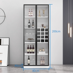 Tủ Rượu Cánh Kính Sang Trọng Trưng Bày Phòng Khách Có LED Kích thước 80x40x200cm Yapi-TK005