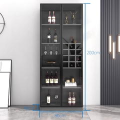 Tủ Rượu Cánh Kính Sang Trọng Trưng Bày Phòng Khách Có LED Kích thước 80x40x200cm Yapi-TK005