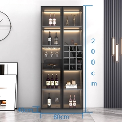 Tủ Rượu Cánh Kính Sang Trọng Trưng Bày Phòng Khách Có LED Kích thước 80x40x200cm Yapi-TK005