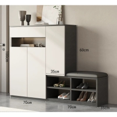 Tủ Để Giày Có Ghế Ngồi Bọc Nệm 140x35x100cm Yapi-322