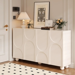 Tủ Giày Tủ Trang Trí Chân Tròn Độc Đáo Sơn Trắng Kích thước 160x35x90cm Yapi-324