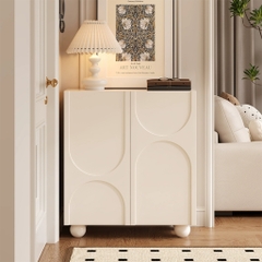 Tủ Giày Tủ Trang Trí Chân Tròn Độc Đáo Sơn Trắng Kích thước 160x35x90cm Yapi-324