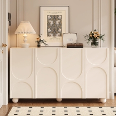 Tủ Giày Tủ Trang Trí Chân Tròn Độc Đáo Sơn Trắng Kích thước 160x35x90cm Yapi-324