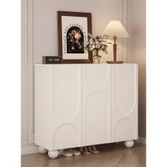 Tủ Giày Tủ Trang Trí Chân Tròn Độc Đáo Sơn Trắng Kích thước 160x35x90cm Yapi-324