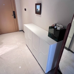 Tủ Giày Tủ Trang Trí Chân Tròn Độc Đáo Sơn Trắng Kích thước 160x35x90cm Yapi-324