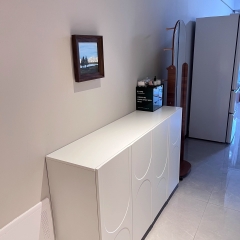 Tủ Giày Tủ Trang Trí Chân Tròn Độc Đáo Sơn Trắng Kích thước 160x35x90cm Yapi-324