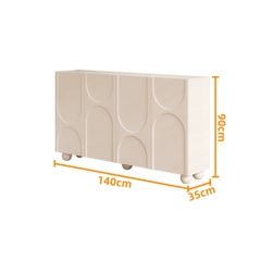 Tủ Giày Tủ Trang Trí Chân Tròn Độc Đáo Sơn Trắng Kích thước 160x35x90cm Yapi-324