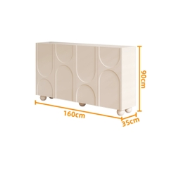 Tủ Giày Tủ Trang Trí Chân Tròn Độc Đáo Sơn Trắng Kích thước 160x35x90cm Yapi-324