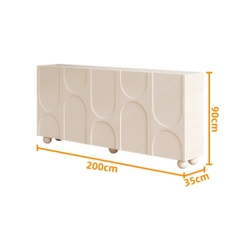 Tủ Giày Tủ Trang Trí Chân Tròn Độc Đáo Sơn Trắng Kích thước 160x35x90cm Yapi-324
