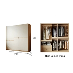 Tủ áo cánh mở thiết kế hiện đại có ngăn kéo Yapi-236 - nhiều kích thước