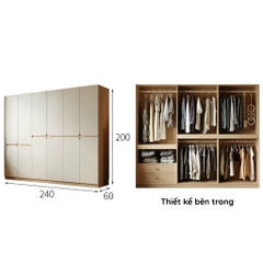 Tủ áo cánh mở thiết kế hiện đại có ngăn kéo Yapi-236 - nhiều kích thước