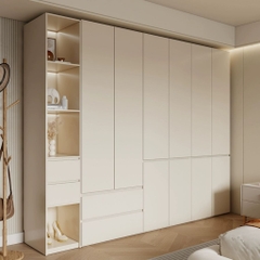 Tủ Quần Áo Gỗ Nguyên Khối Đơn Giản Nội Thất Phòng Ngủ kích thước 240x60x260cm Yapi-237