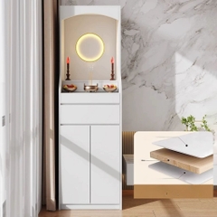 Bàn Thờ Phật Bằng Gỗ Nguyên Khối Hiện Đại Có Tủ Đựng Đồ Kích thước 81x48x190cm Yapi-1203