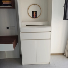 Bàn Thờ Phật Bằng Gỗ Nguyên Khối Hiện Đại Có Tủ Đựng Đồ Kích thước 81x48x190cm Yapi-1203