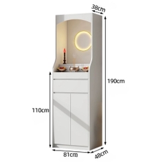 Bàn Thờ Phật Bằng Gỗ Nguyên Khối Hiện Đại Có Tủ Đựng Đồ Kích thước 81x48x190cm Yapi-1203