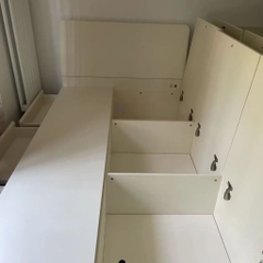 Giường Đơn Có Ngăn Kéo Lưu Trữ Màu Trắng Cho Phòng Ngủ | Kích thước 120-150x200cm Yapi-538