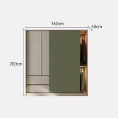 Tủ Quần Áo Cửa Trượt Kèm Kệ Và Ngăn Kéo, Màu Trắng phối Xanh Lá, 260x60x200cm Yapi-241