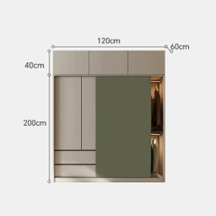 Tủ Quần Áo Cửa Trượt Kèm Kệ Và Ngăn Kéo, Màu Trắng phối Xanh Lá, 260x60x200cm Yapi-241