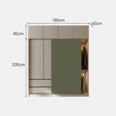 Tủ Quần Áo Cửa Trượt Kèm Kệ Và Ngăn Kéo, Màu Trắng phối Xanh Lá, 260x60x200cm Yapi-241