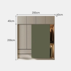 Tủ Quần Áo Cửa Trượt Kèm Kệ Và Ngăn Kéo, Màu Trắng phối Xanh Lá, 260x60x200cm Yapi-241