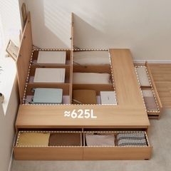 Giường Ngủ Gỗ MDF Ngăn Kéo Thông Minh, Tích Hợp Hộc Tủ Lưu Trữ 180x200cm Yapi-547