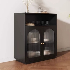 Tủ Bếp Cổ Điển Cánh Kính Sóng Cho Phòng Ăn MDF Sang Trọng 160x35x100cm Yapi-TB004
