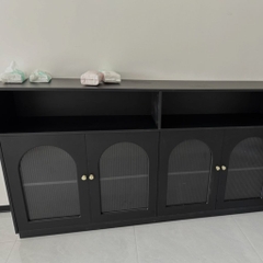 Tủ Bếp Cổ Điển Cánh Kính Sóng Cho Phòng Ăn MDF Sang Trọng 160x35x100cm Yapi-TB004