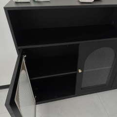 Tủ Bếp Cổ Điển Cánh Kính Sóng Cho Phòng Ăn MDF Sang Trọng 160x35x100cm Yapi-TB004