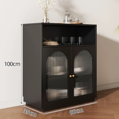 Tủ Bếp Cổ Điển Cánh Kính Sóng Cho Phòng Ăn MDF Sang Trọng 160x35x100cm Yapi-TB004