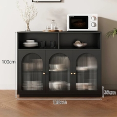Tủ Bếp Cổ Điển Cánh Kính Sóng Cho Phòng Ăn MDF Sang Trọng 160x35x100cm Yapi-TB004
