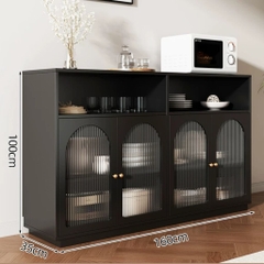 Tủ Bếp Cổ Điển Cánh Kính Sóng Cho Phòng Ăn MDF Sang Trọng 160x35x100cm Yapi-TB004