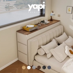 Kệ Đầu Giường Liền Tường Kèm Hộc Tủ Trang Trí Phòng Ngủ Hiện Đại 180x30x95cm Yapi-124