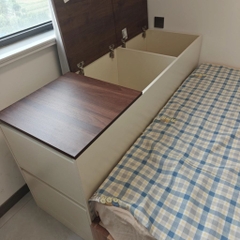 Kệ Đầu Giường Liền Tường Kèm Hộc Tủ Trang Trí Phòng Ngủ Hiện Đại 180x30x95cm Yapi-124