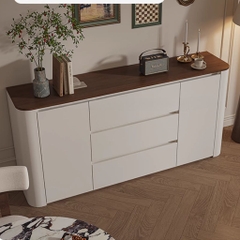 Tủ Trang Trí Bo Cong Kèm Ngăn Kéo Mặt Gỗ Hiện Đại 186x40x90cm Yapi-123