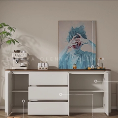 Tủ Trang Trí Bo Cong Kèm Ngăn Kéo Mặt Gỗ Hiện Đại 186x40x90cm Yapi-123