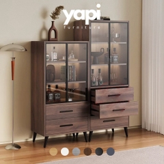 Tủ Rượu Cánh Kính Khung Sắt Có Ngăn Kéo Phong Cách Hiện Đại 80x40x180cm Yapi-TK010